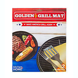Kitchen + Home Golden Grill Mats - Non-Stick, Heavy Duty, Reusable Grilling Liners - Set of 2