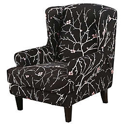 Stock Preferred Wing Chair Slipcovers in 2-Pieces Black Branches