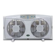Optimus 8 in. Electric Reversible Twin Window Fan with Thermostat & LED