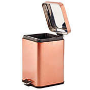 mDesign Small Square Step Trash Can Garbage Bin, Removable Liner, 6L