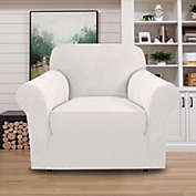 PRIMEBEAU 1 Piece Sofa Cover 1 Seater Soft Couch Cover(Armchair 32"-48", Ivory)