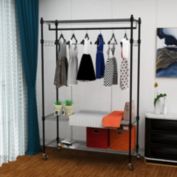 V.I.P. Garment Rack 3 Tiers Heavy Duty Clothes Rack Rolling Free-Standing