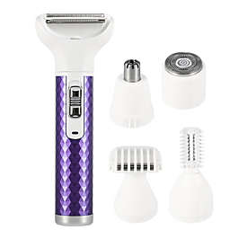 Unique Bargains Electric Razor for Women, 5 in 1 Electric Shaver for Women, Portable Rechargeable Hair Trimmer Wet and Dry Cordless Women Shaver Hair Remover for Face, Legs, and Bikini, Purple