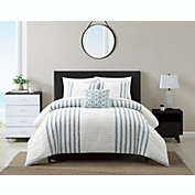 Chic Home Sofia Cotton Comforter Set Clip Jacquard Striped Pattern Design Bedding - Decorative Pillow Shams Included - 4 Piece - Queen 92x96", Green