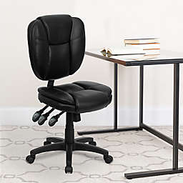 Flash Furniture Mid-Back Black Leather Multi-Functional Ergonomic Task Chair