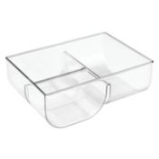 mDesign Plastic Divided Food Storage Container Lid Holder Bin