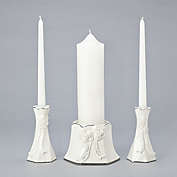 Roman 3 Piece White Wedding Unity Candle Holder Set 12"