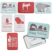 Paper Junkie 6 Pack Tin Gift Card Boxes With Lids for Stocking Stuffers, 6 Christmas Designs (5 x 0.75 x 3.25 In)
