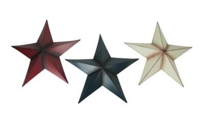 Direct International 17.5 Inch Patriotic Red White and Blue Barn Star 3 Piece Indoor/Outdoor Wall Hanging Set Western Décor