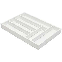 Juvale Bamboo Silverware Drawer Organizer Tray for Kitchen (White, 17 x 12 In)