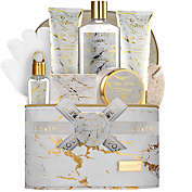 9pc White Jasmine Home Spa Set with Cosmetic Bag, Bath and Body Self Care Gift