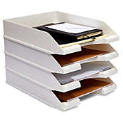 Stockroom Plus 4 Pieces White Stackable Paper Trays, Office Desk Organizers for Documents (10 x 13.5 x 2.5 In)