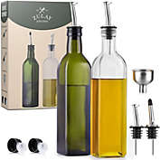 Zulay Kitchen Olive Oil Dispenser Bottle 2 Pack - Clear & Green
