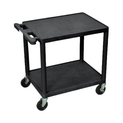 Black for sale online Luxor AVJ42 3 Shelves Adjustable Height Steel AV Cart 