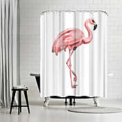 Americanflat 71" x 74" Shower Curtain, Pink Painted Flamingo by Jetty Printables