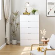 Homfa 5 Drawers Dresser, 23.6"W Modern Chest with Drawer White