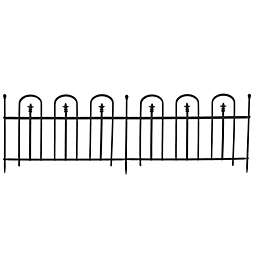 Sunnydaze Outdoor Lawn and Garden Metal Strasbourg Style Decorative Border Fence Panel and Posts Set - 6' - Black - 2pc