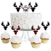 Big Dot of Happiness Prancing Plaid - Dessert Cupcake Toppers - Reindeer Holiday and Christmas Party Clear Treat Picks - Set of 24