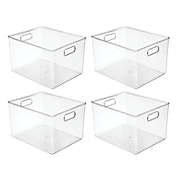 mDesign Plastic Bathroom Storage Container Bin Box with Handles, 4 Pack, Clear
