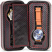 Juvale Watch Storage Box, Travel Case (Black, 2 Slots)