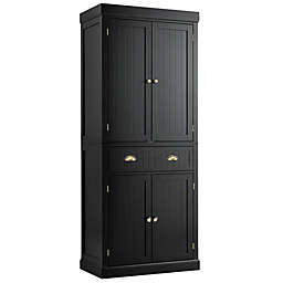 Gymax Kitchen Cabinet Pantry Cupboard Freestanding w/Adjustable Shelves Black