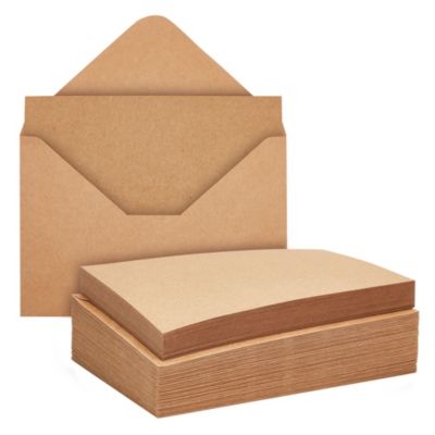 Paper Junkie 48 Pack Blank Invitations with Envelopes, Printable Kraft Cardstock Paper for Weddings, Birthday, Baby Shower (4x6 In)