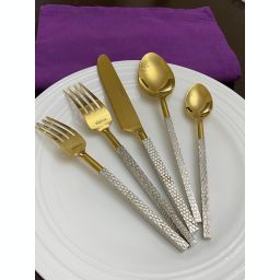 Vibhsa Golden Flatware 30 Piece Place Setting (Multi Design Handle)