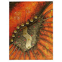 Stoneage Arts Inc Gold and Orange Rectangular 3D Abstract African Pot Wall Art Hanging Tapestry 32