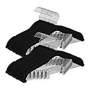 Saltoro Sherpi 30 Velvet Non Slip Hangers, Adjustable Pants Clips, Skirts, Black, Chrome-