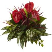 Nearly Natural 24 Inches Mixed Anthurium Bush - Set Of 2