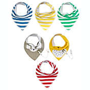 Wrapables Baby Bandana Drool Bibs with Pacifier/Teether Toy Strap(Set 6) / Stripes