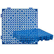 Stockroom Plus 4 Pack Interlocking Rubber Floor Tiles, 12x12 in Mat for Shower Bathroom Pool Patio (Blue)