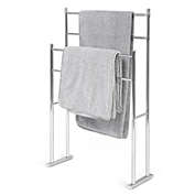 Juvale 2-Tier 4-Bar Construction Freestand Towel Rack Stand for Bathroom, Chrome Metal