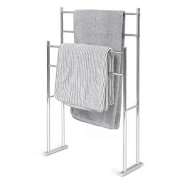 Juvale 2-Tier 4-Bar Construction Freestand Towel Rack Stand for Bathroom, Chrome Metal