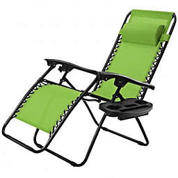 Costway Outdoor Folding Zero Gravity Reclining Lounge Chair-Green