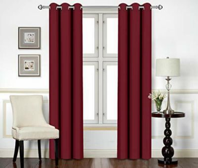 Utopia Blackout Room Darkening Thermal Insulating Window Curtains 42x84" Burgundy