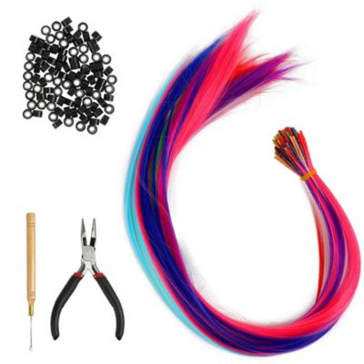 Glamlily Rainbow Microbead Tip Hair Extensions and Tools (20 In, 202 Pieces)