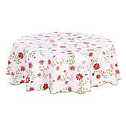 PiccoCasa Farmhouse Decorative Printed Tablecloth Table Cover Table Protector for Kitchen, Seamless Water Vinyl House Round Tablecloth 71 Dia for Wedding/Restaurant/Parties Tablecloth Red Flower Pattern Floral Printed