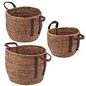 mDesign Woven Seagrass Braided Home Storage Basket Bin, Set of 3