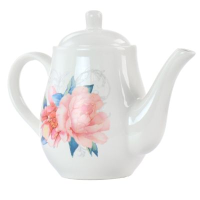 Martha Stewart 1.4 Quart Floral Ceramic Tea Pot in White