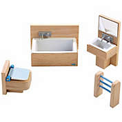 HABA Little Friends Bathroom Set - Wooden Dollhouse Furniture for 4&quot; Bendy Dolls