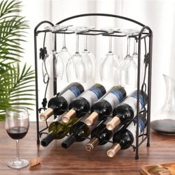 Infinity Merch 8 Bottle Wine Rack Freestanding Storage Metal Shelf for Cellar Pantry