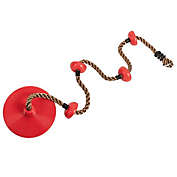 Stock Preferred Climbing Rope Swing with Disc Swing Seat Set in Red