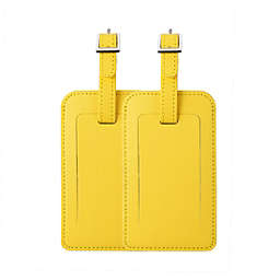 Unique Bargains Luggage Tag PU Leather Suitcase Backpack Name Address ID Message Label Yellow 2 Pcs