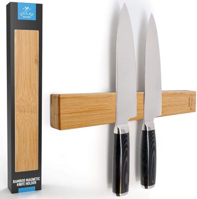 Zulay Kitchen Wood Magnetic Knife Strip - Bamboo