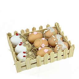 Northlight Set of 9 White and Brown Easter Egg Ornaments 2.25