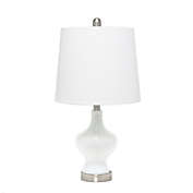 Elegant Designs Contemporary Glass Gourd Shaped Table Lamp with Fabric Drum Shade - White