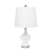Elegant Designs Contemporary Glass Gourd Shaped Table Lamp with Fabric Drum Shade - White