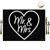 Big Dot of Happiness Mr. and Mrs. - Party Table Decorations - Black and White Wedding or Bridal Shower Placemats - Set of 16
