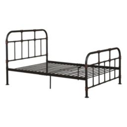 ACME Industrial Pipe Detailed Metal Full Size Bed, Sandy Gray- Saltoro Sherpi